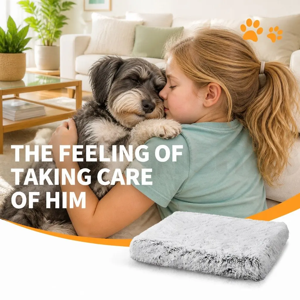 Plush Pet Bed Sleeping Pad Washable Non-Slip Waterproof L Size Grey