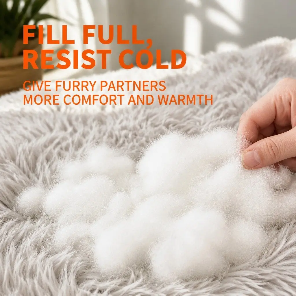 Pet Calming Bed Round Warm Soft Plush Sleeping Nest Removable Zipper Washable