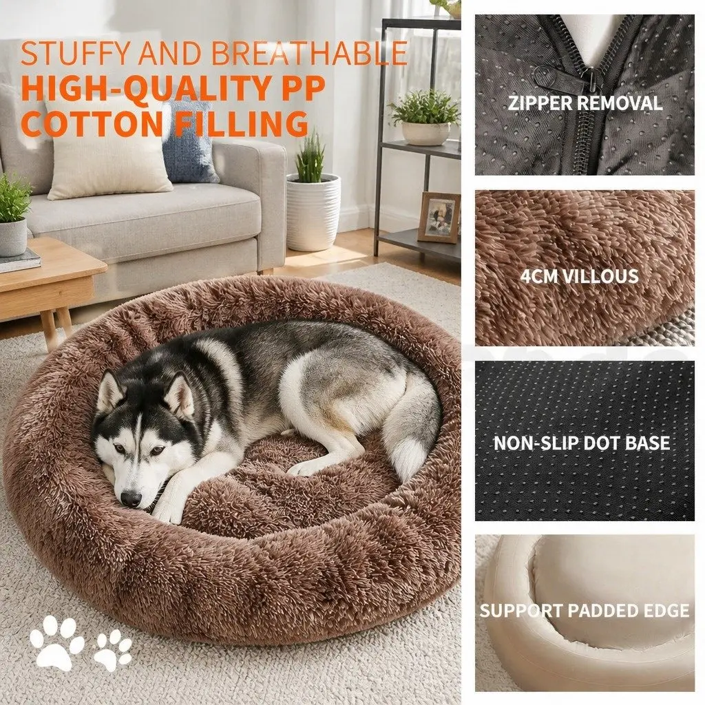 Round Nest Pet Bed for Dogs and Cats