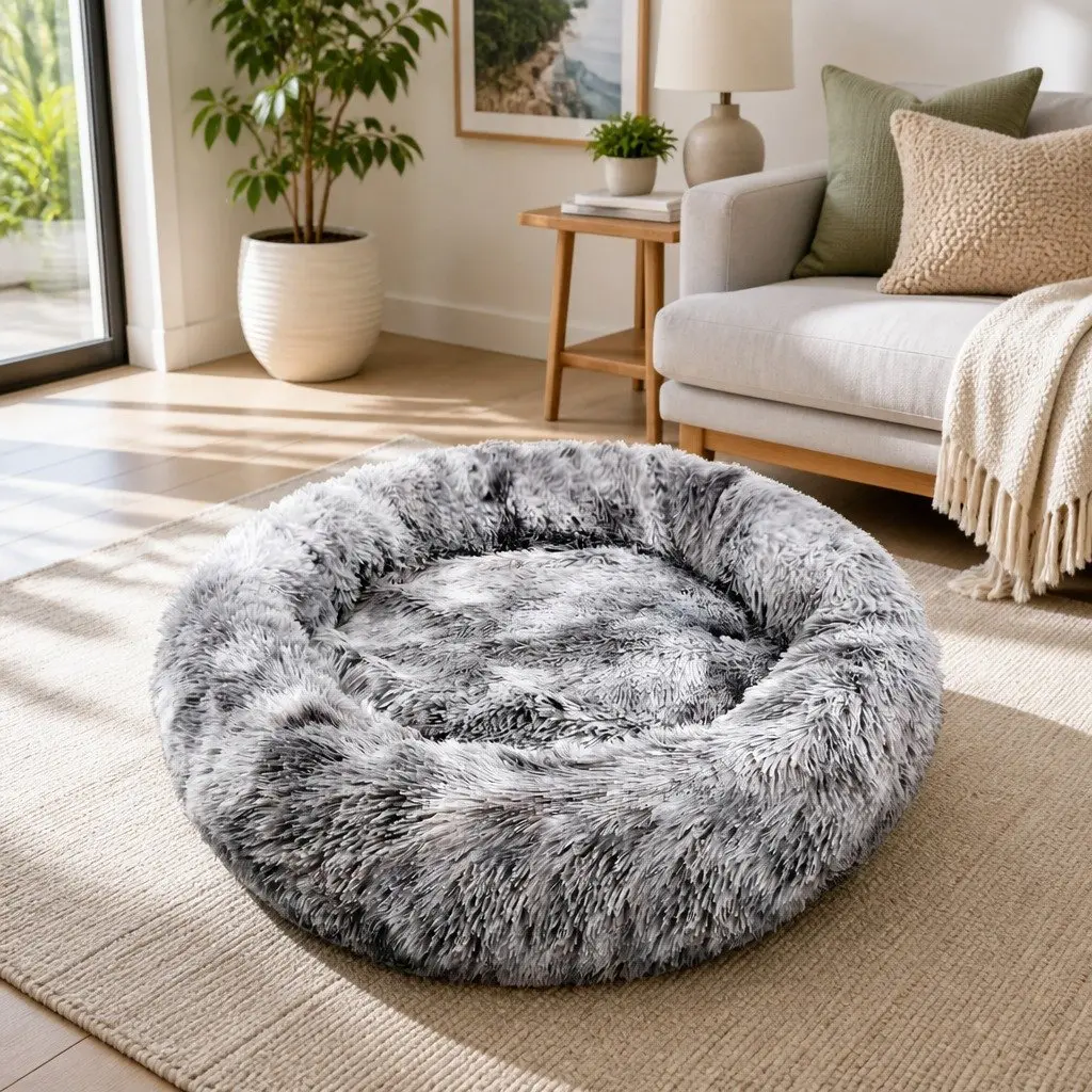 Pet Dog Cat Calming Bed Warm Soft Plush Sleeping Kennel Removable Washable 120cm