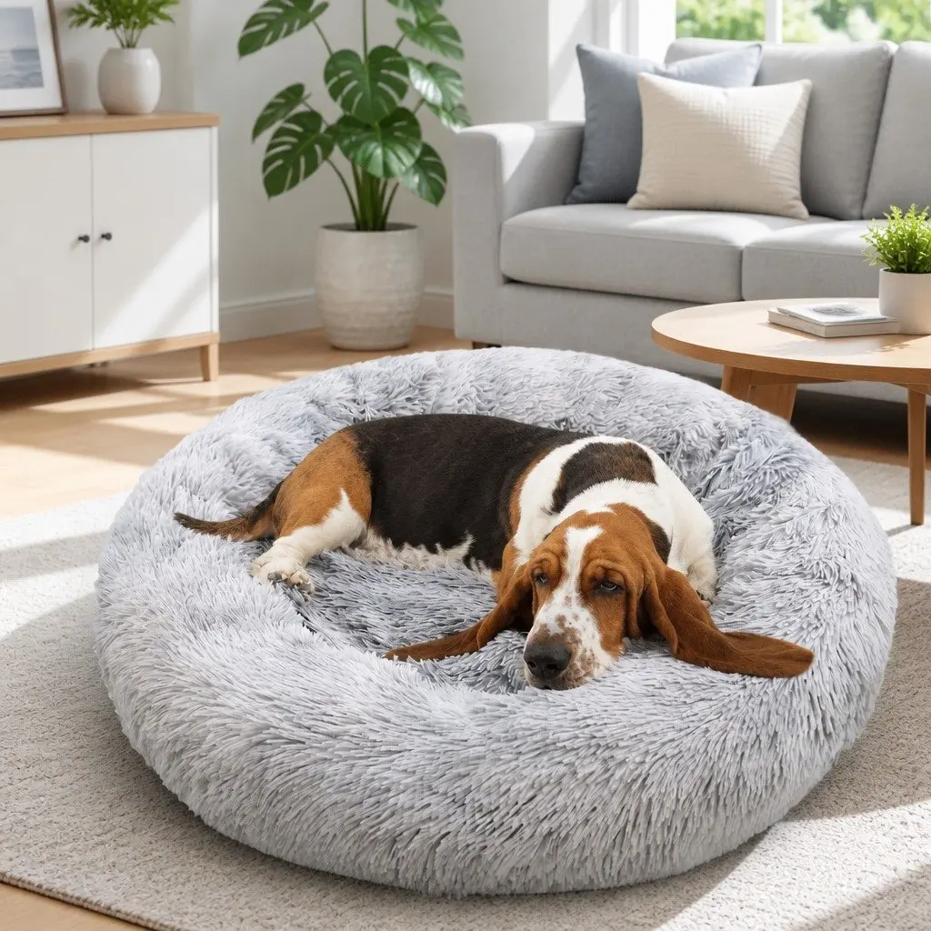 Round Plush Pet Bed for Comfort