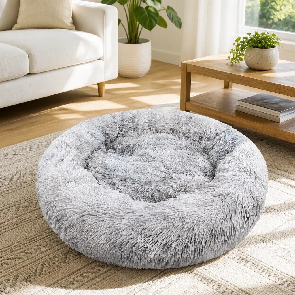 Round Plush Pet Bed for Comfort