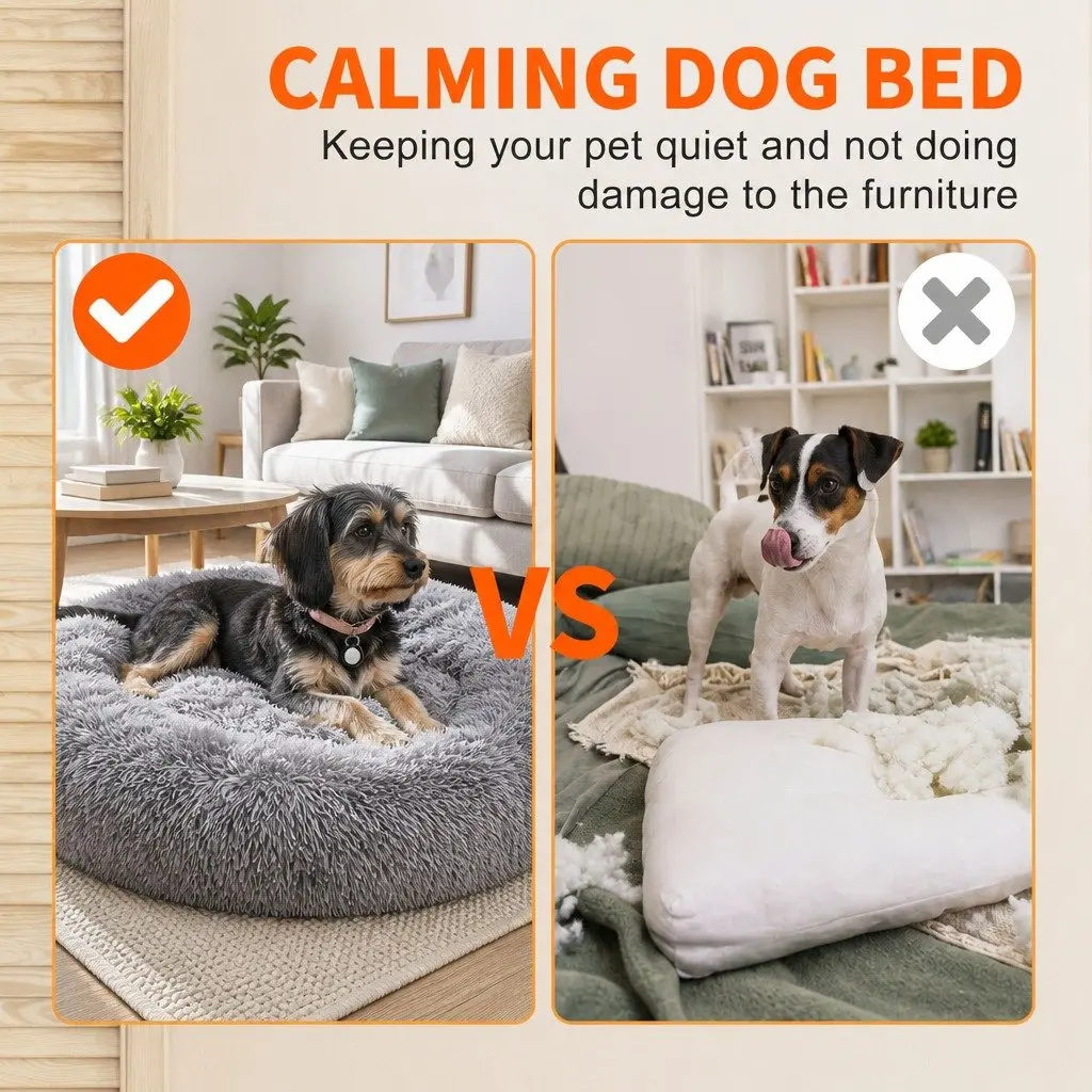 Round Plush Pet Bed for Comfort