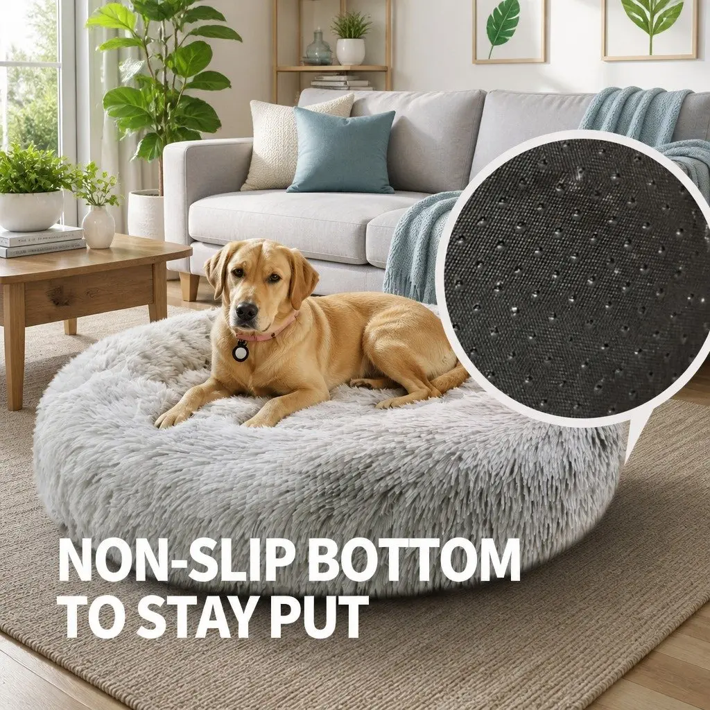 Round Plush Pet Bed for Comfort