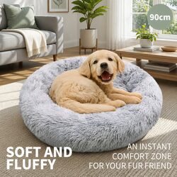 High-Quality Large Pet Bed with Calming Cushion 90cm