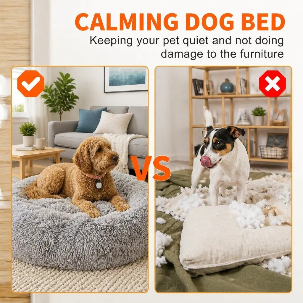 Pet Bed Polyester Round 120cm Light Gray