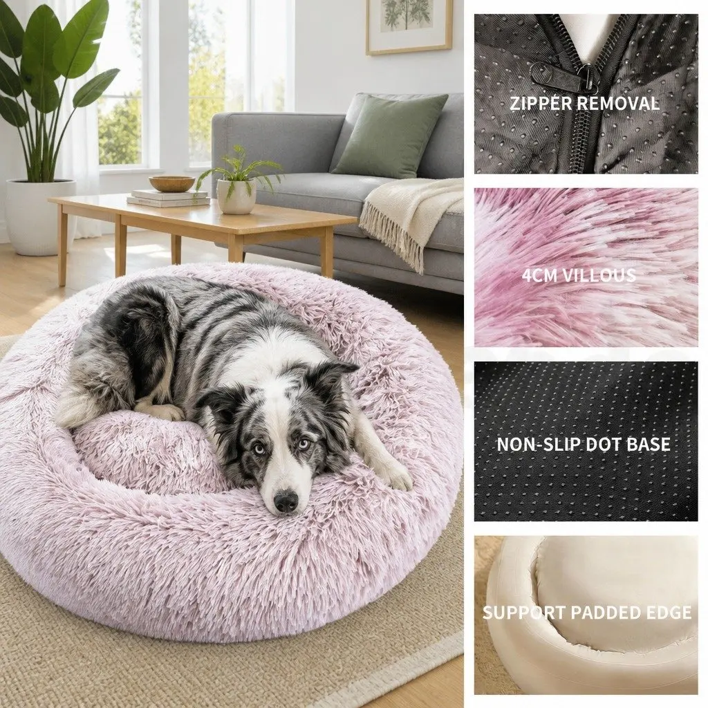 Pet Bed Polyester Round 100cm Purple