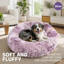 Round Plush Pet Bed for Cozy Comfort 90cm