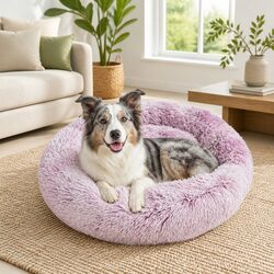 Premium Plush Round Pet Bed for Cats and Dogs - 120cm