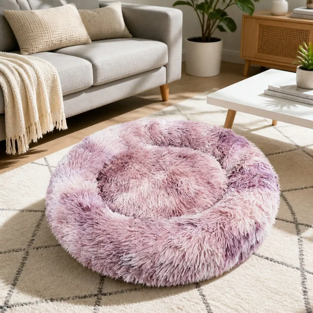 Pet Bed Polyester Round 120cm Purple