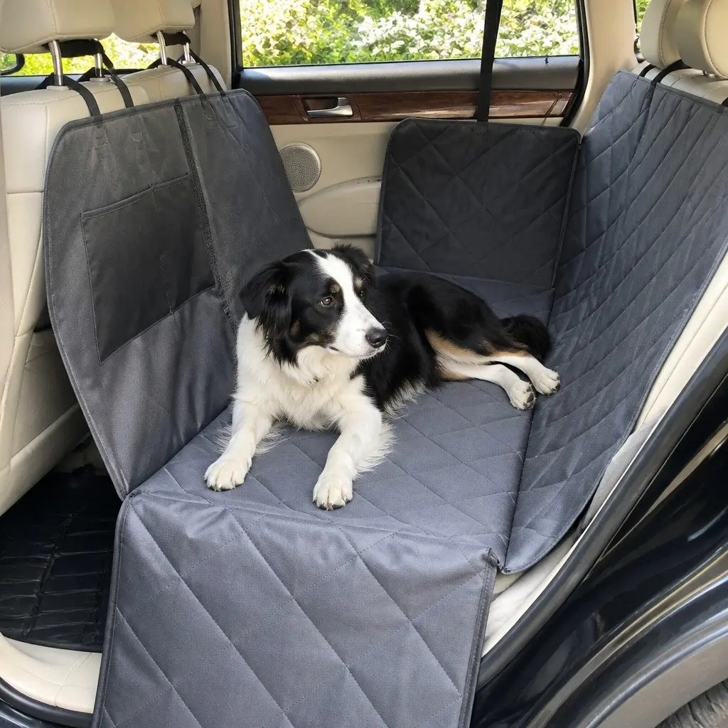 Pet Seat Cover Waterproof 600D Oxford Fabric Back Seat Hammock Black