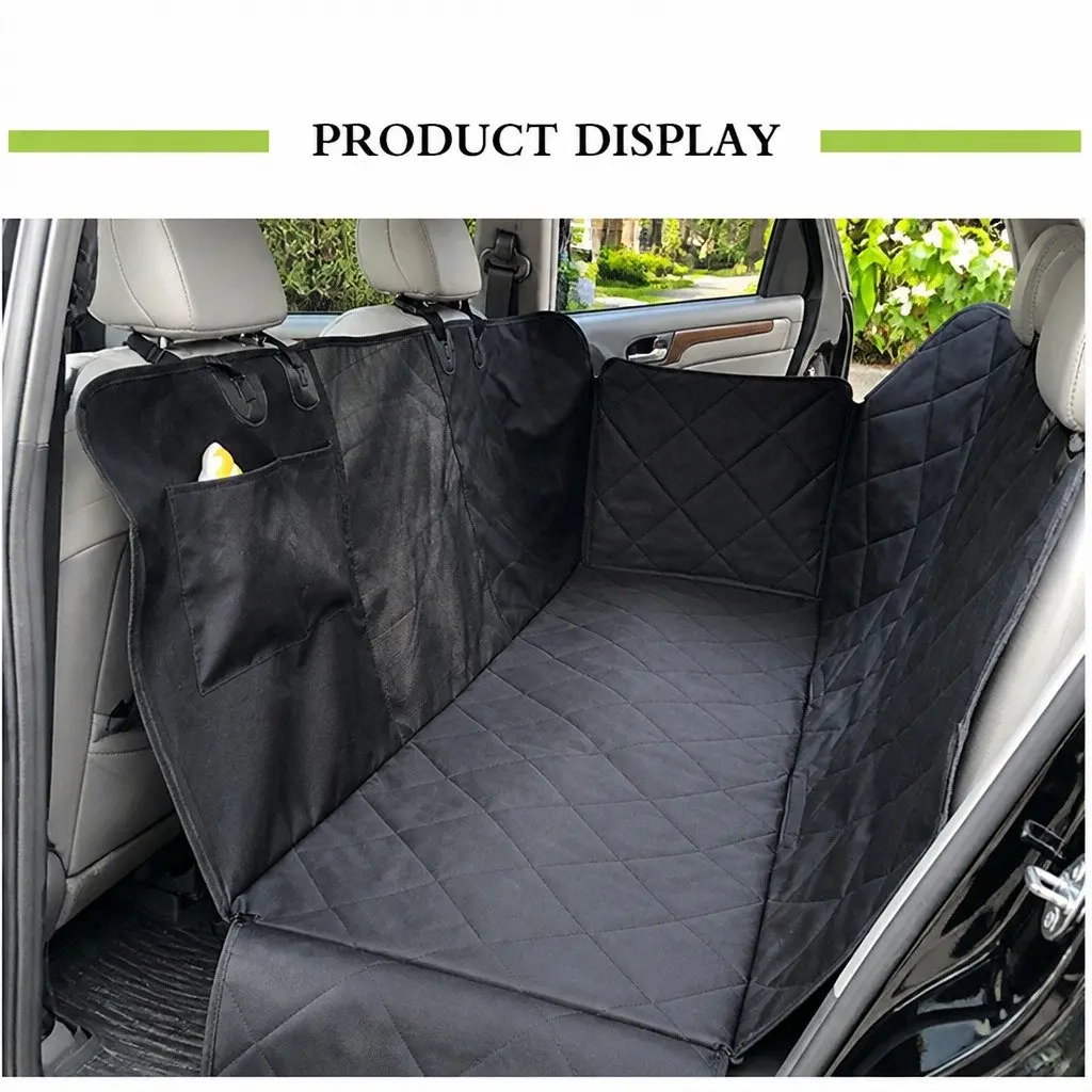 Pet Seat Cover Waterproof 600D Oxford Fabric Back Seat Hammock Black