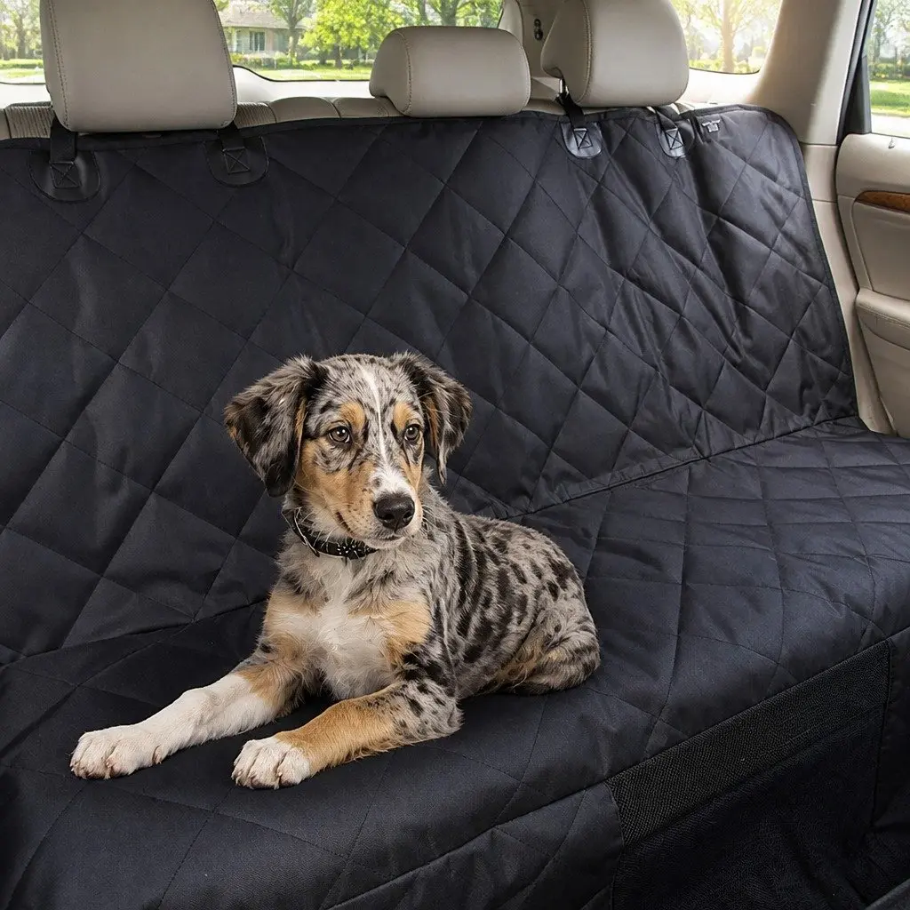 Pet Seat Cover Waterproof 600D Oxford Fabric Back Seat Hammock Black
