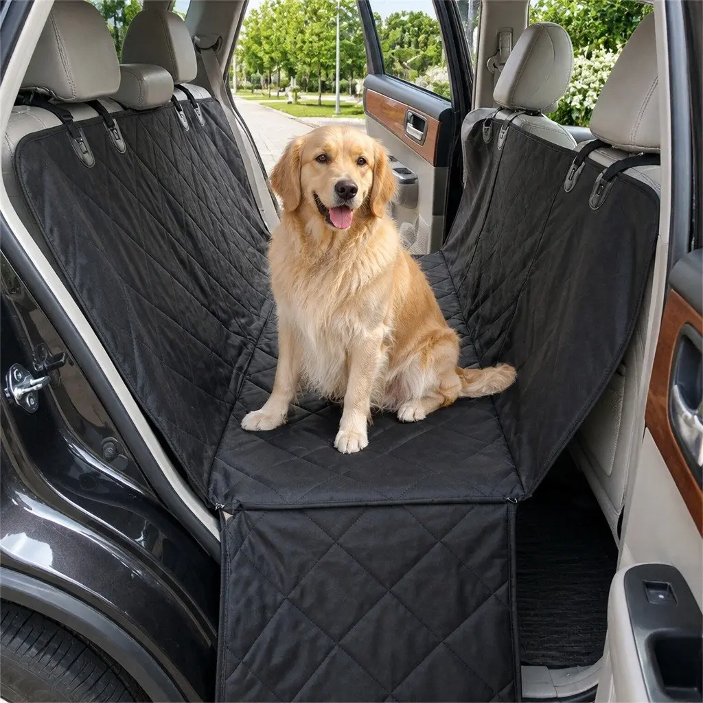 Pet Seat Cover Waterproof 600D Oxford Fabric Back Seat Hammock Black