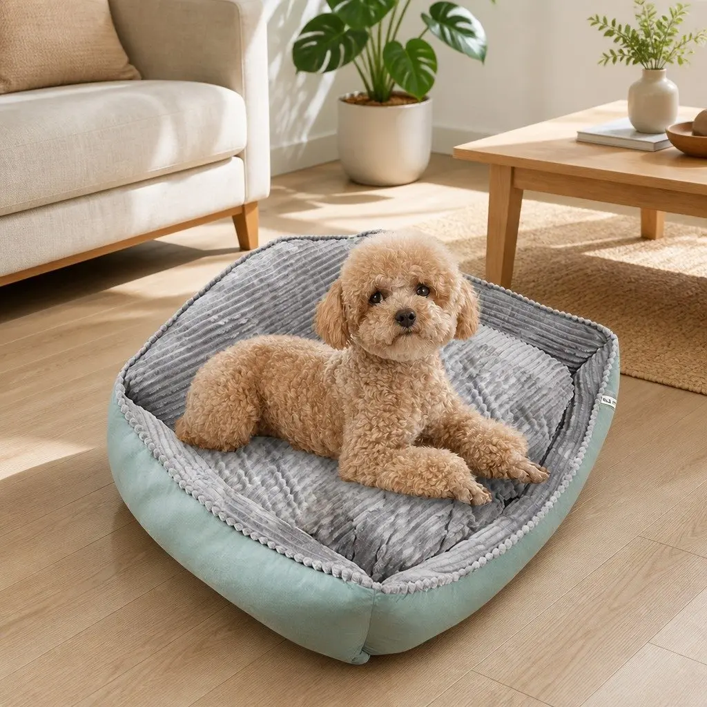Dog Bed Polyester S Light Green