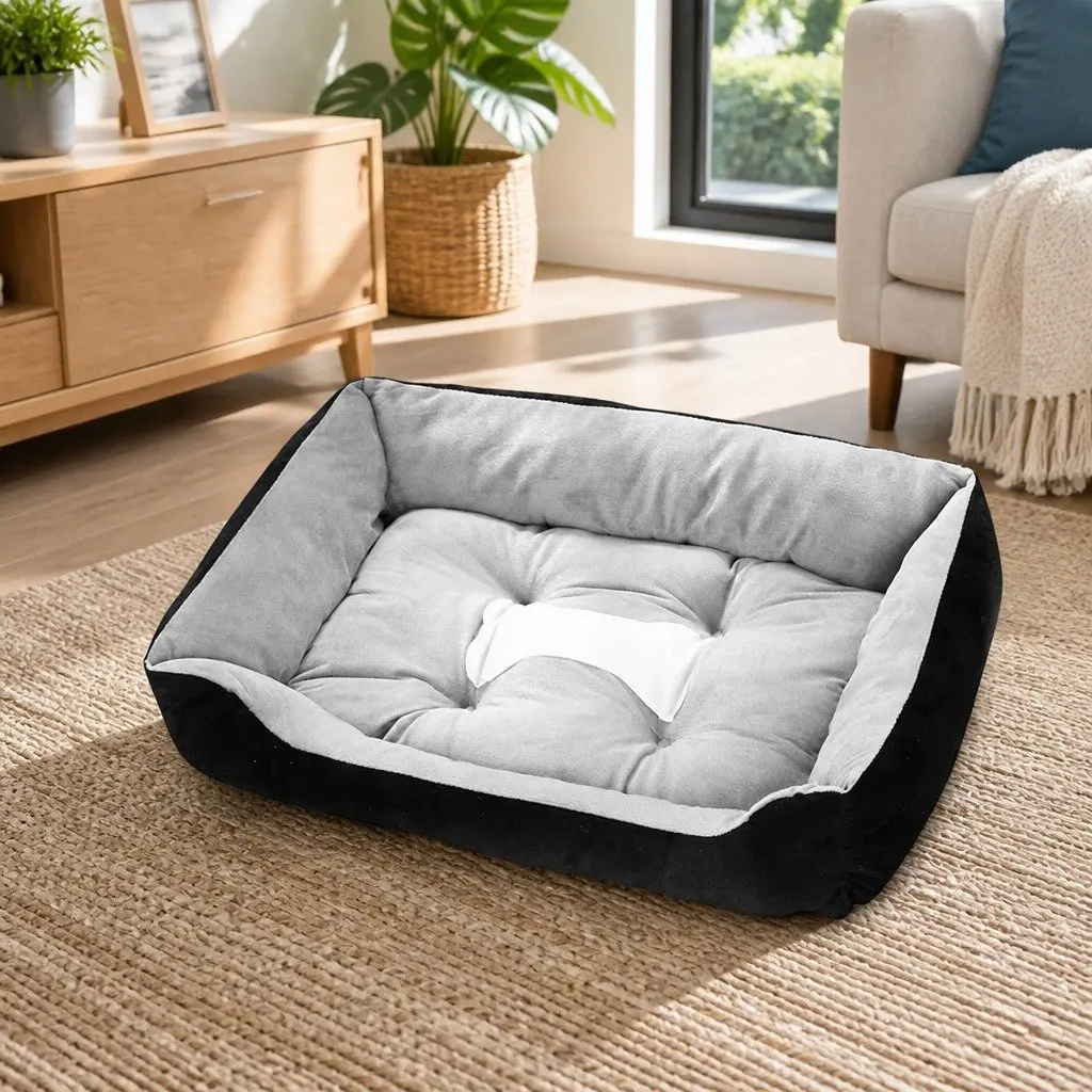 Pet Bed PP Cotton Large Black Washable Soft Warm Mat for Dogs Cats