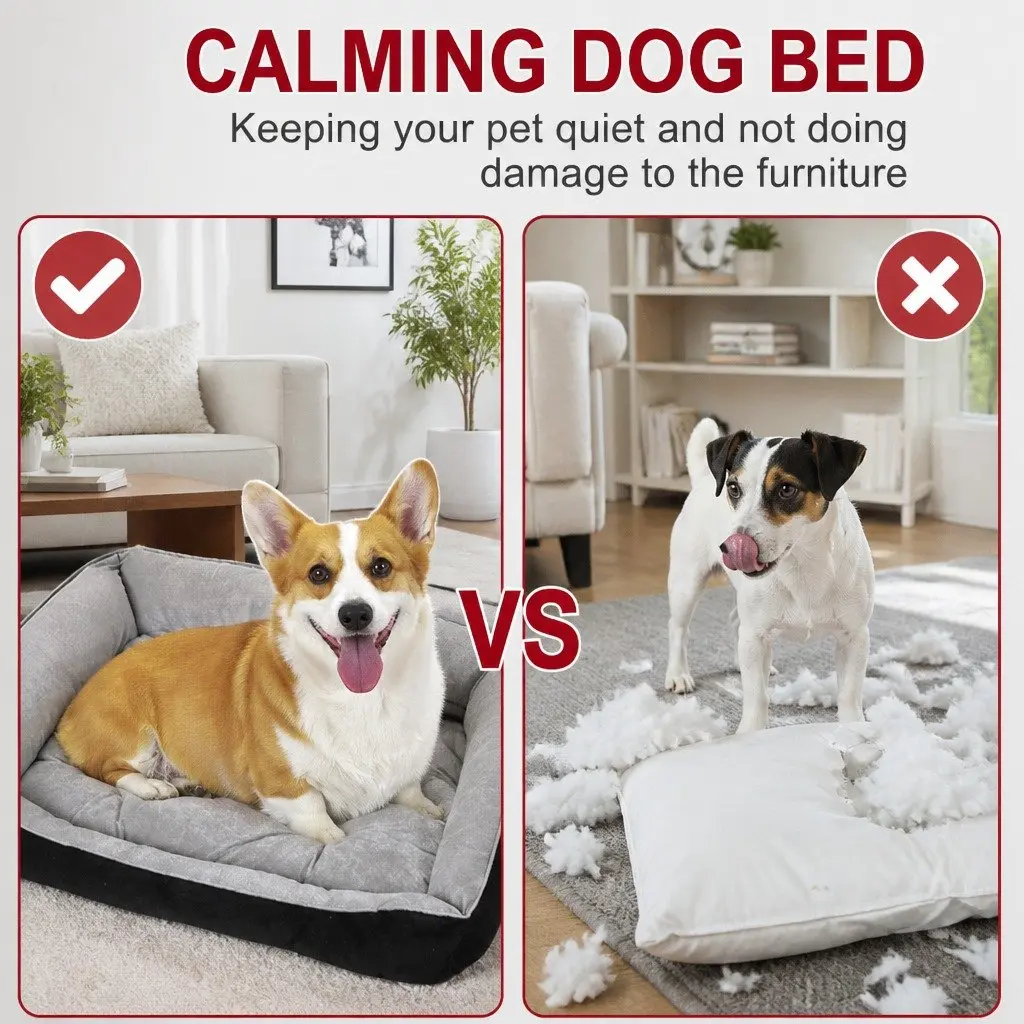 Calming Pet Bed Dog Cat Warm Soft Washable Portable Mat Medium Large