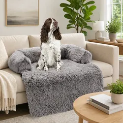 Premium Dog Sofa Bed with Plush Mat and Bolster