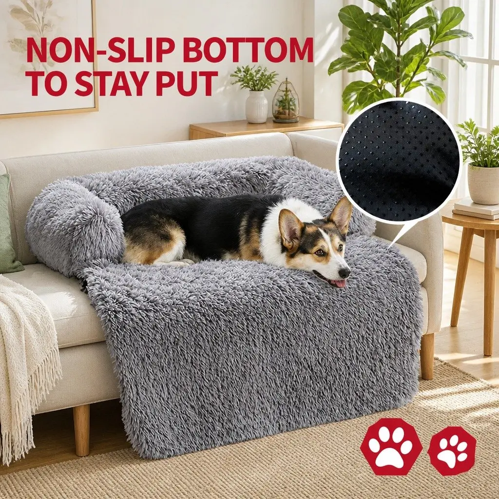 Pet Sofa Bed Plush Cushion Large Gradient Brown