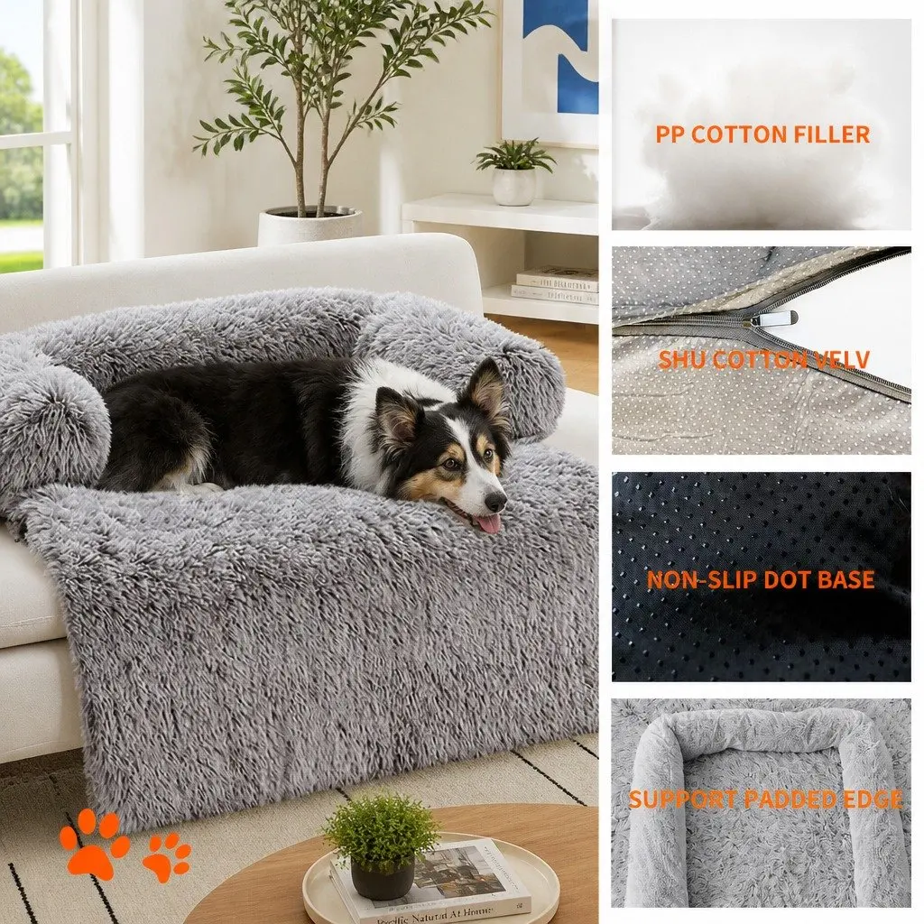 Pet Sofa Bed Plush Cushion Small Size Gradient Brown