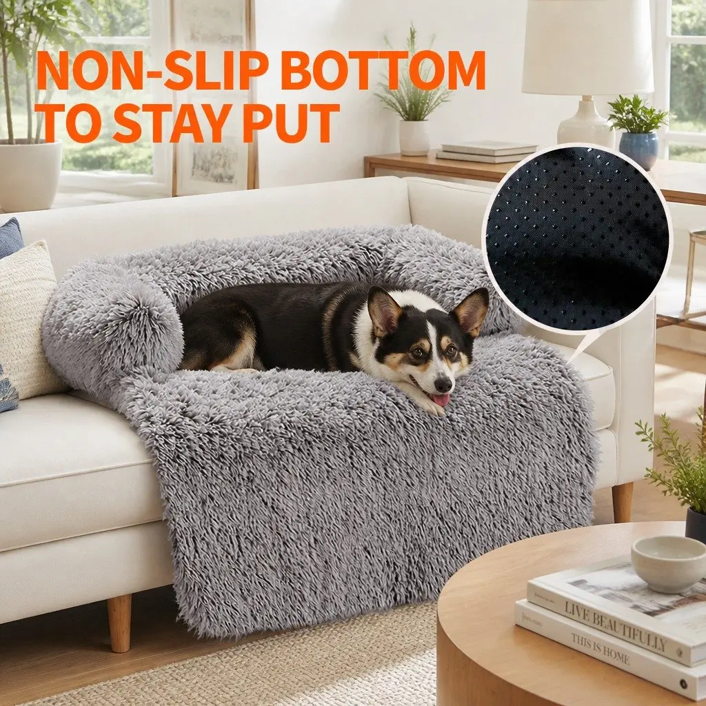 Pet Sofa Bed Plush Cushion Small Size Gradient Brown