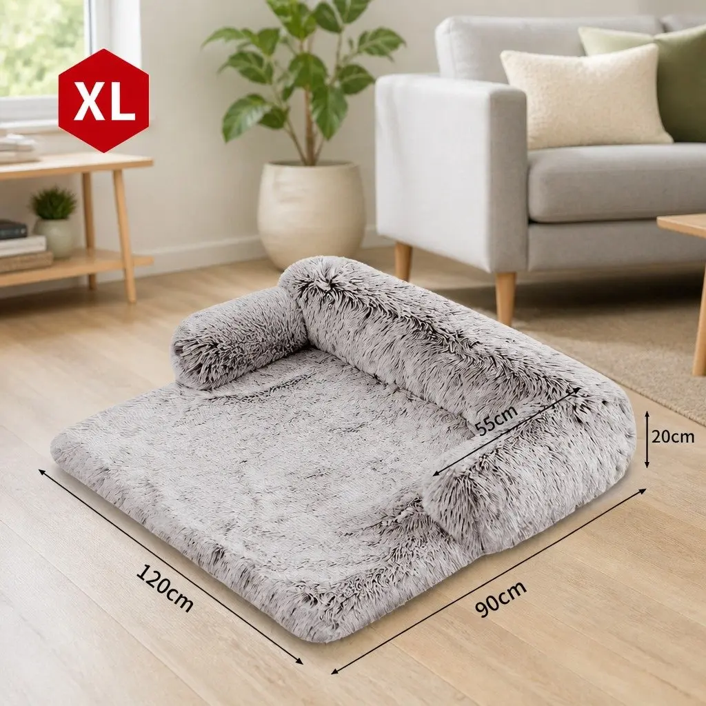 XL Dog Sofa Bed with Cushioned Bolster