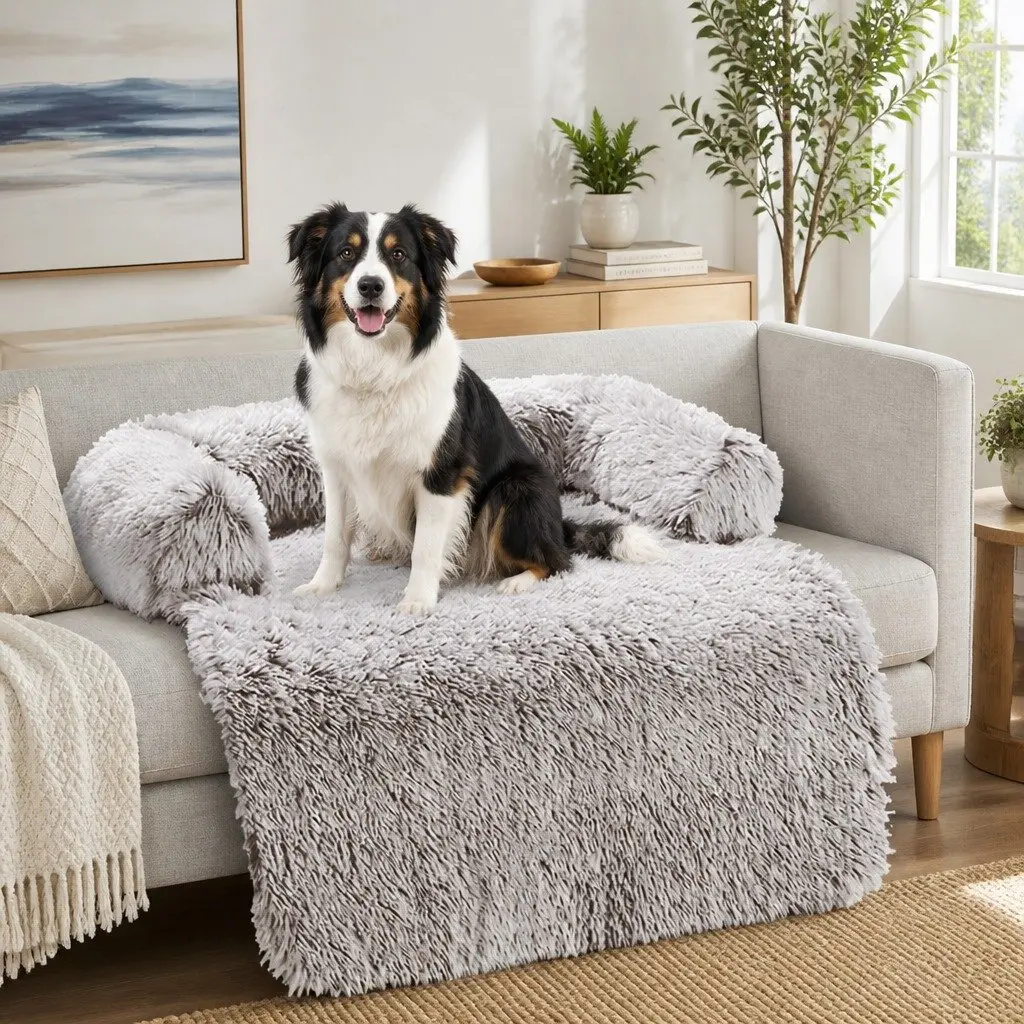 XL Dog Sofa Bed with Cushioned Bolster