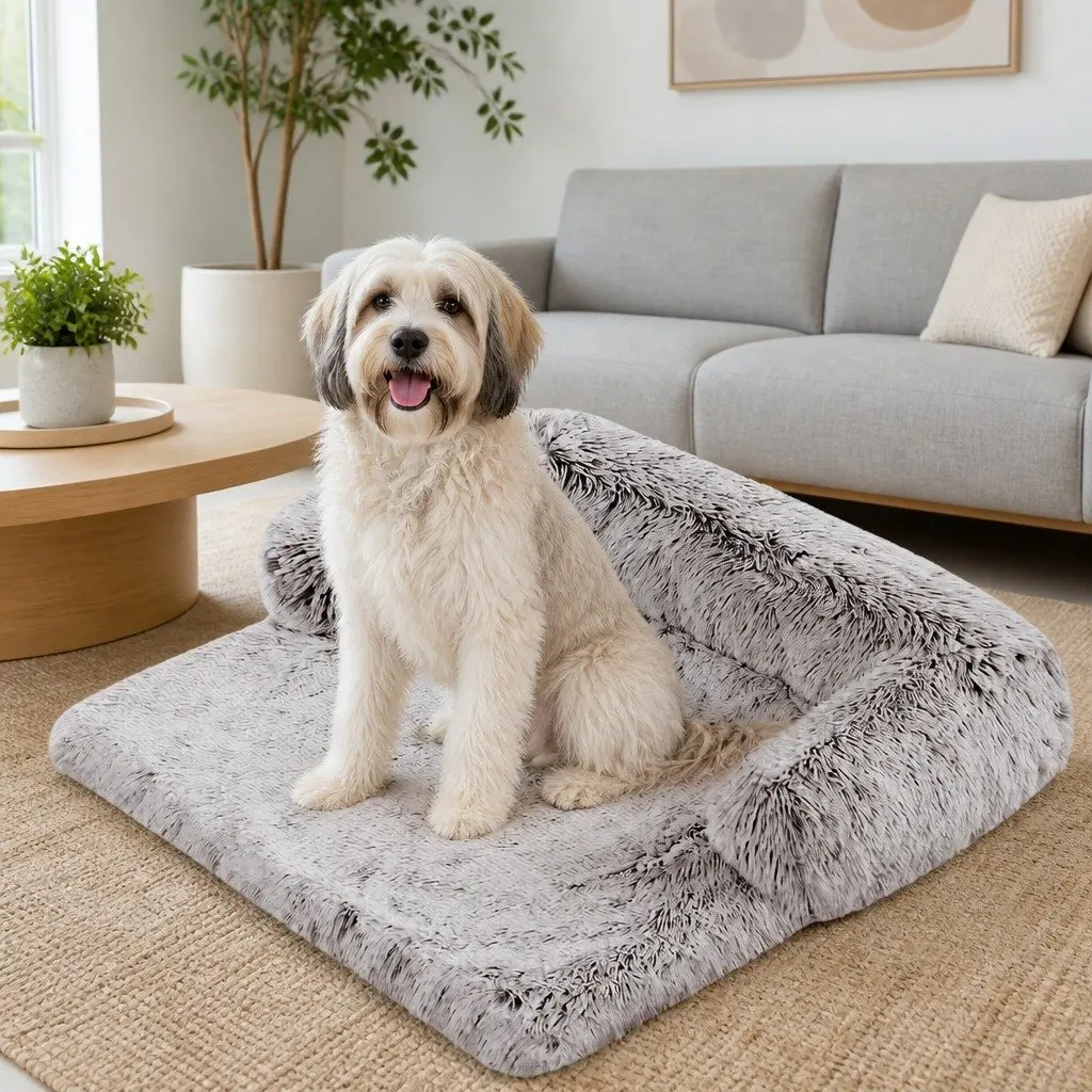 XL Dog Sofa Bed with Cushioned Bolster