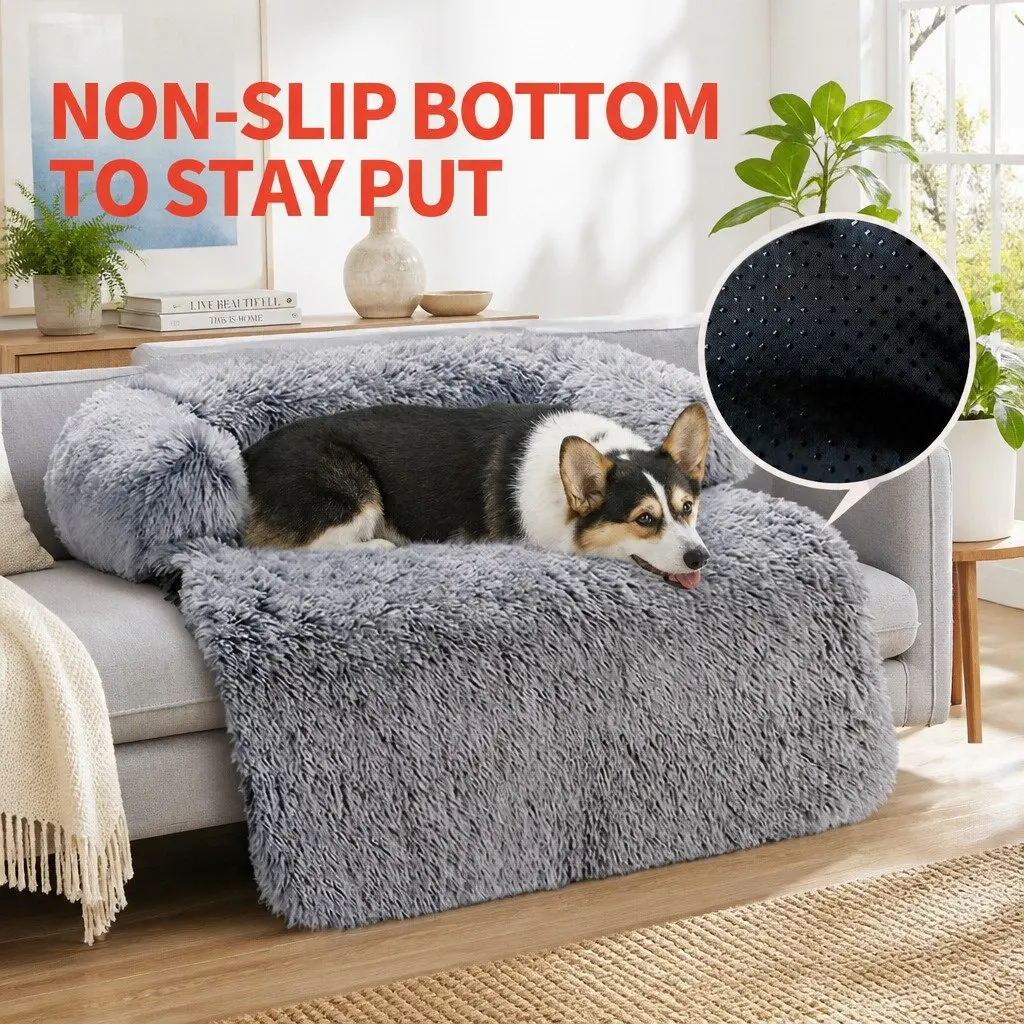 XL Dog Sofa Bed with Cushioned Bolster