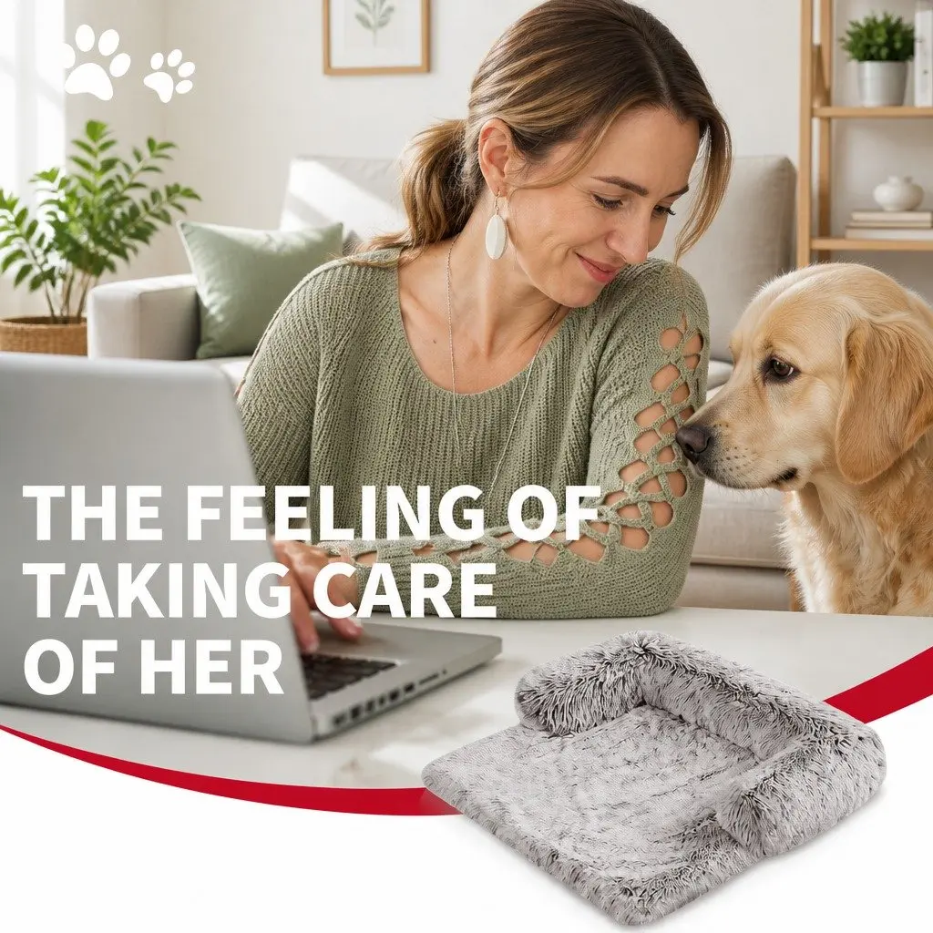 XL Dog Sofa Bed with Cushioned Bolster
