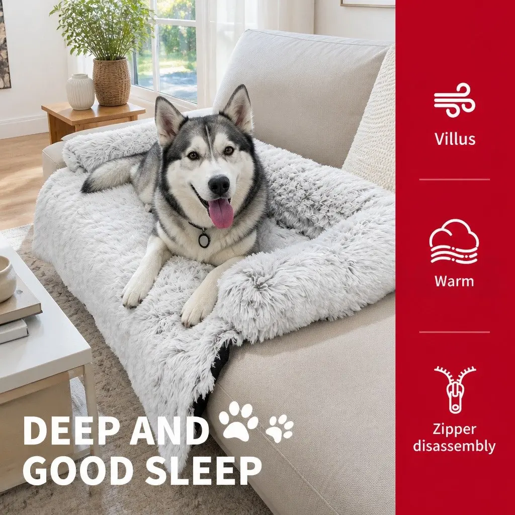 Large Calming Dog Cat Sofa Bed with Waterproof Cover