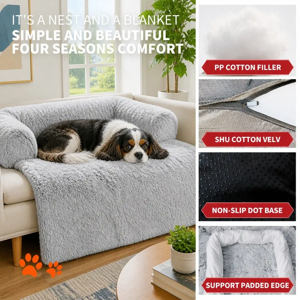 Large Calming Dog Cat Sofa Bed with Waterproof Cover