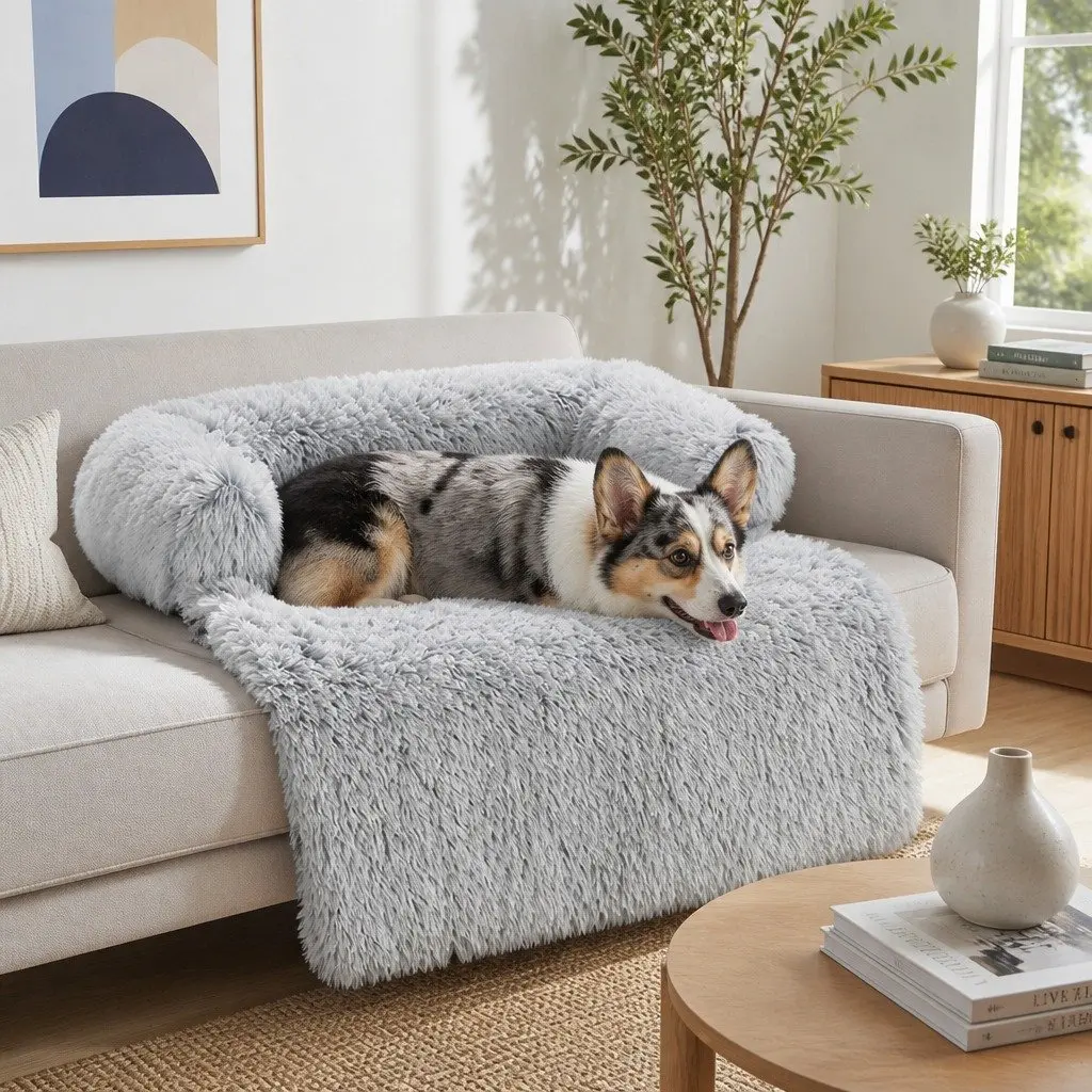 Pet Sofa Bed Plush Gradient Grey M