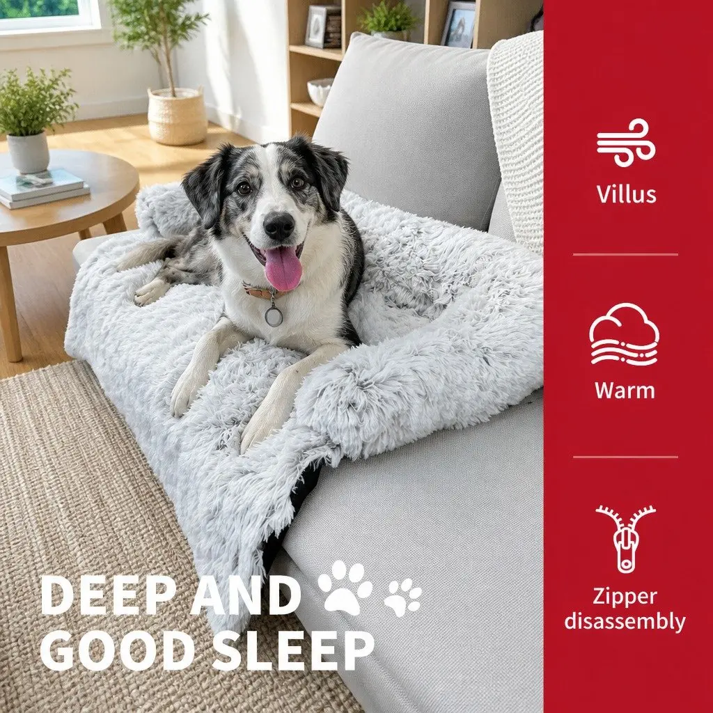 Pet Sofa Bed Plush Gradient Grey M