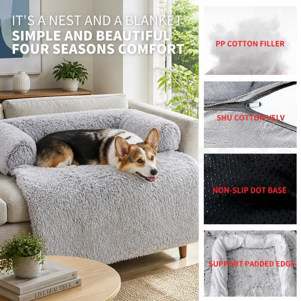 Pet Sofa Bed Plush Gradient Grey M