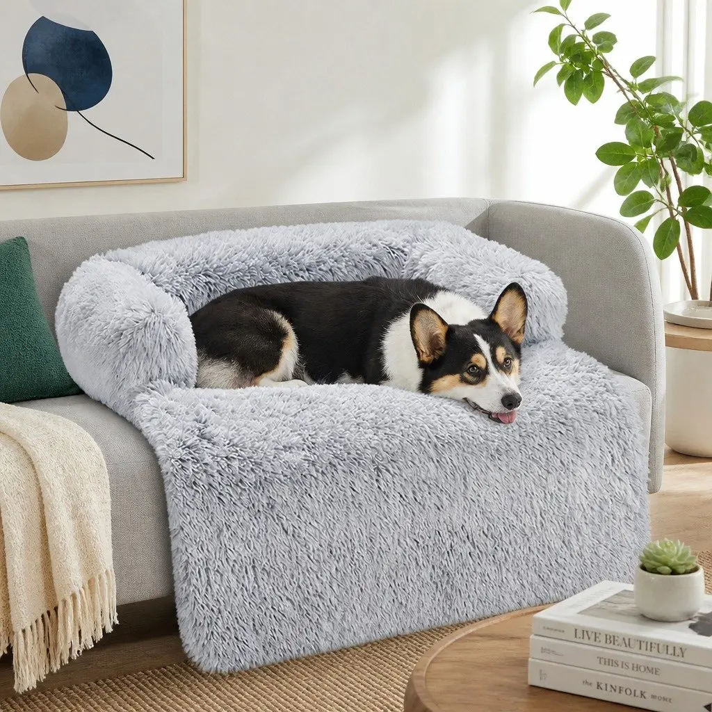 Pet Sofa Bed Plush Gradient Grey M