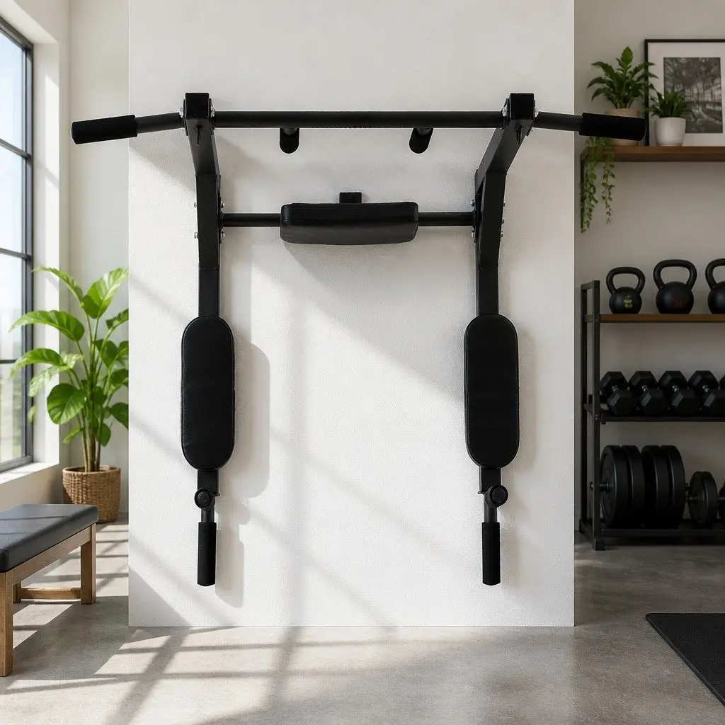 Pull Up Bar Dip Station Multi Gym Home Power Station 150kg Black