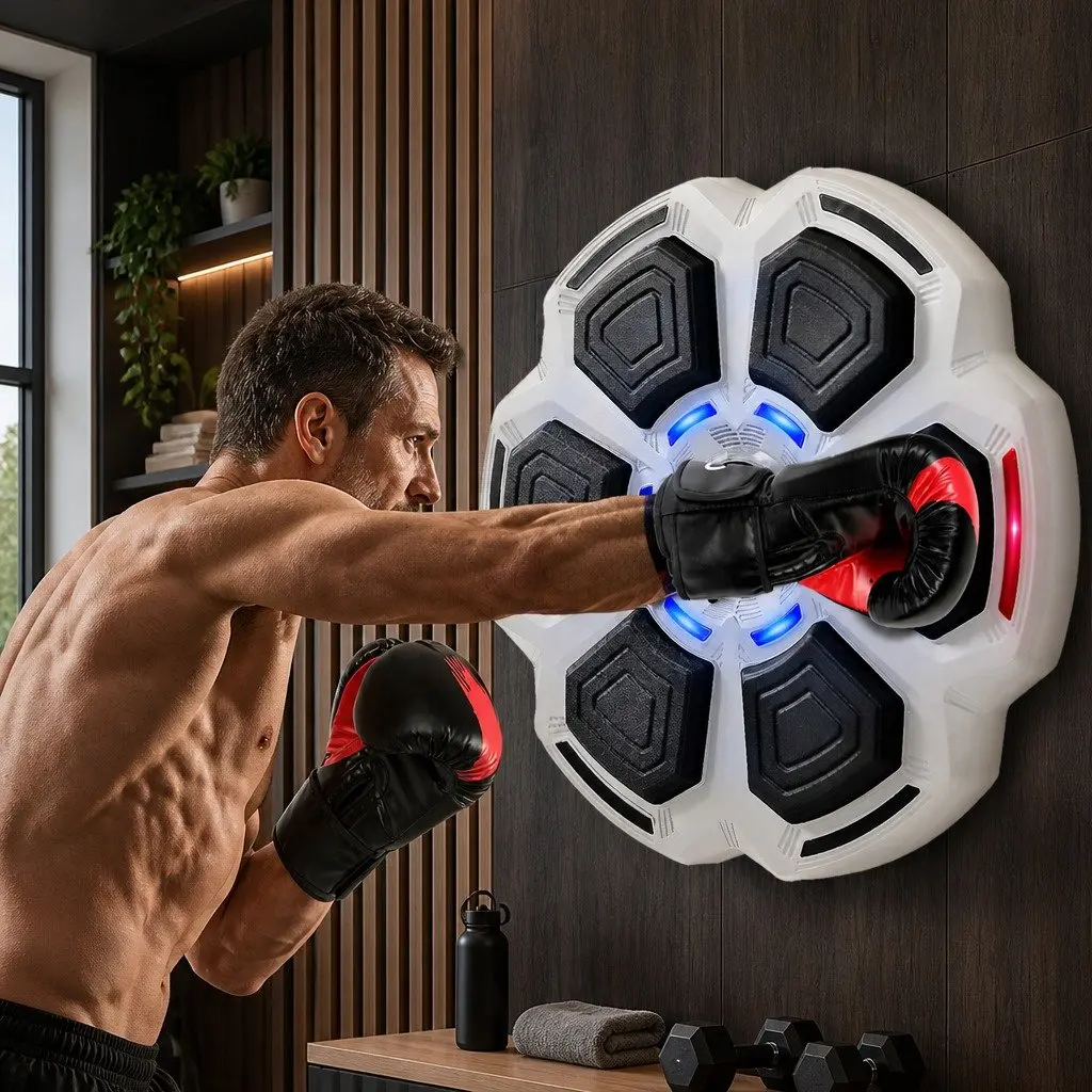 Music Boxing Machine PE ABS Acrylic 40cm Grey with 8oz Gloves