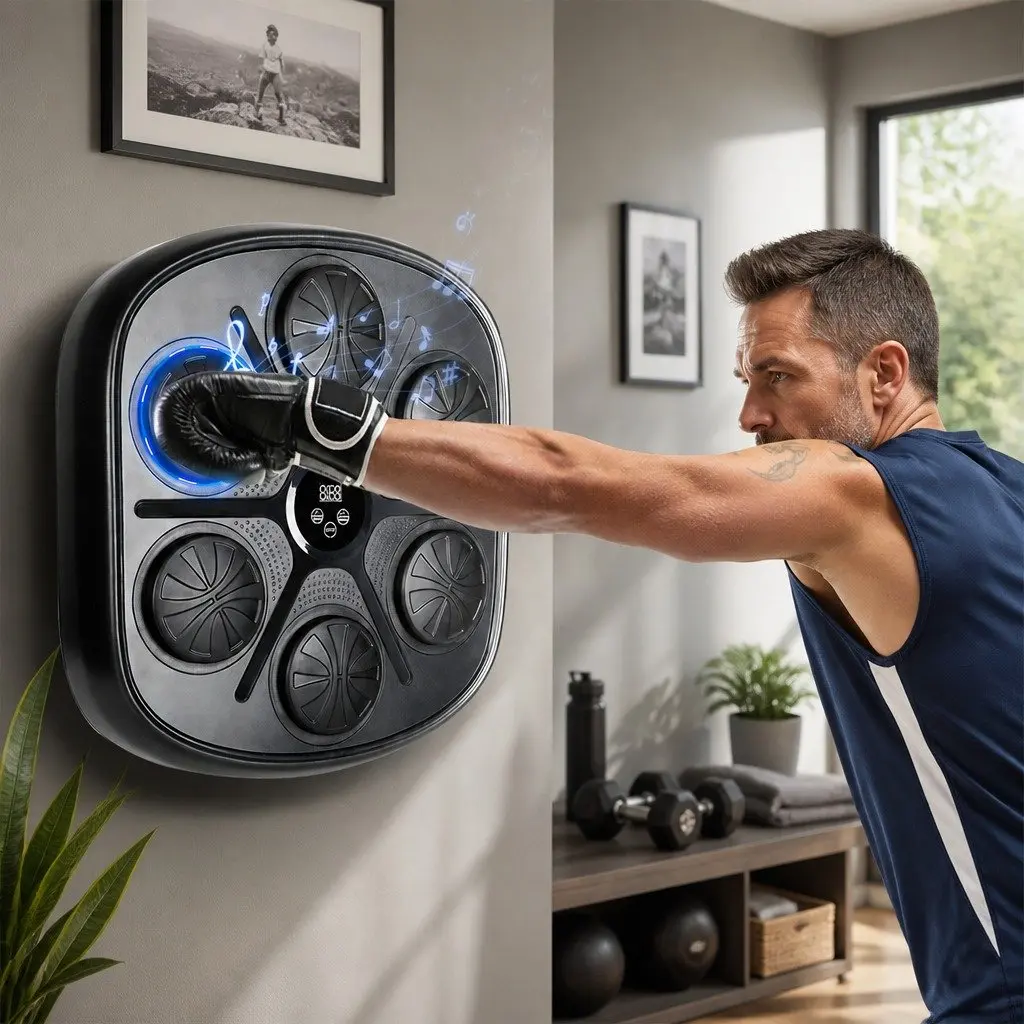 Electronic Punching Box PE ABS Acrylic PU Foam 43.8cm Black 9 Speed Wall Mount Home Workout Training Machine