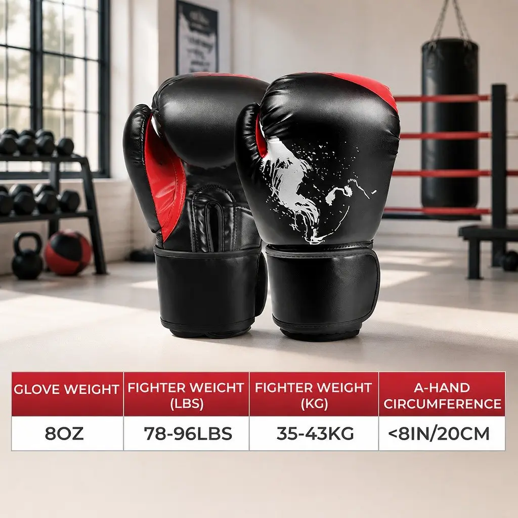 8OZ PU Leather Boxing Gloves for MMA