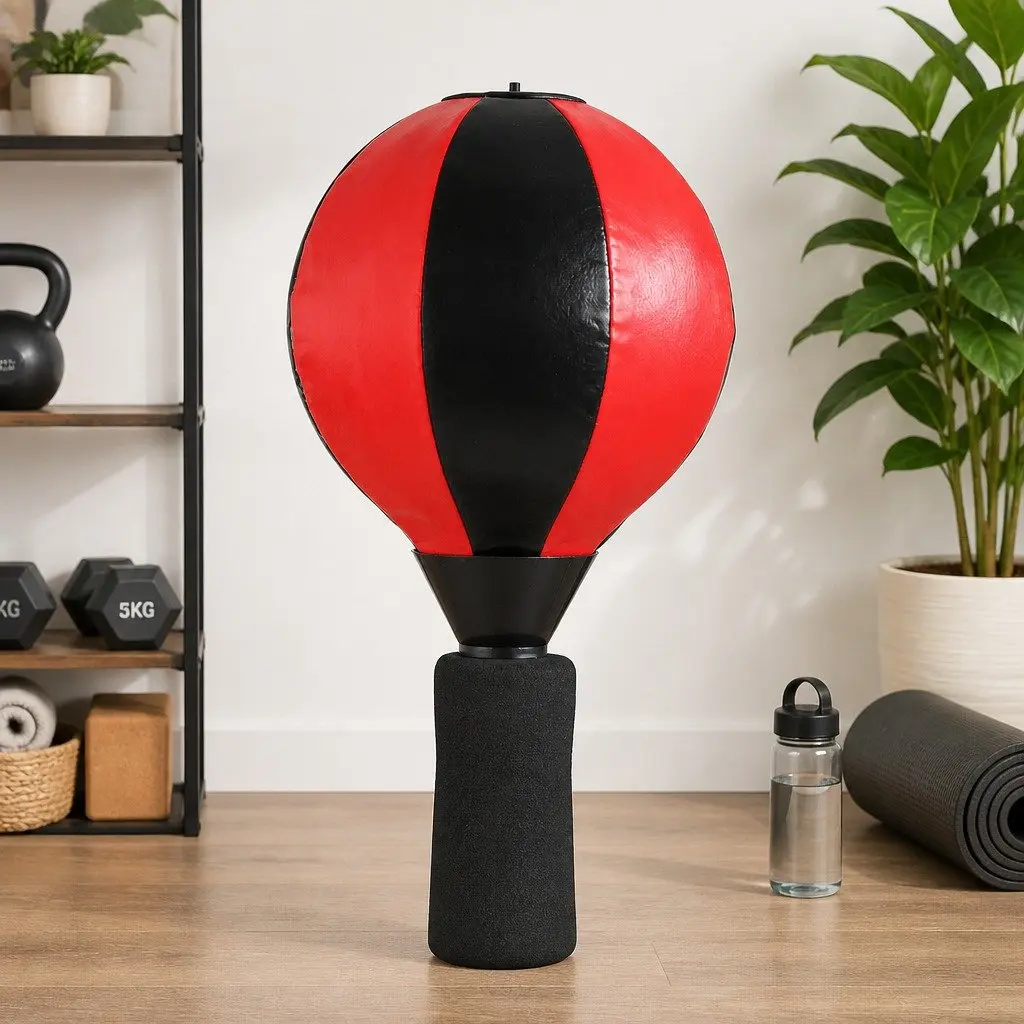 Speed Ball Punching Bag Rubber ABS Adjustable Height 120cm to 144cm Black