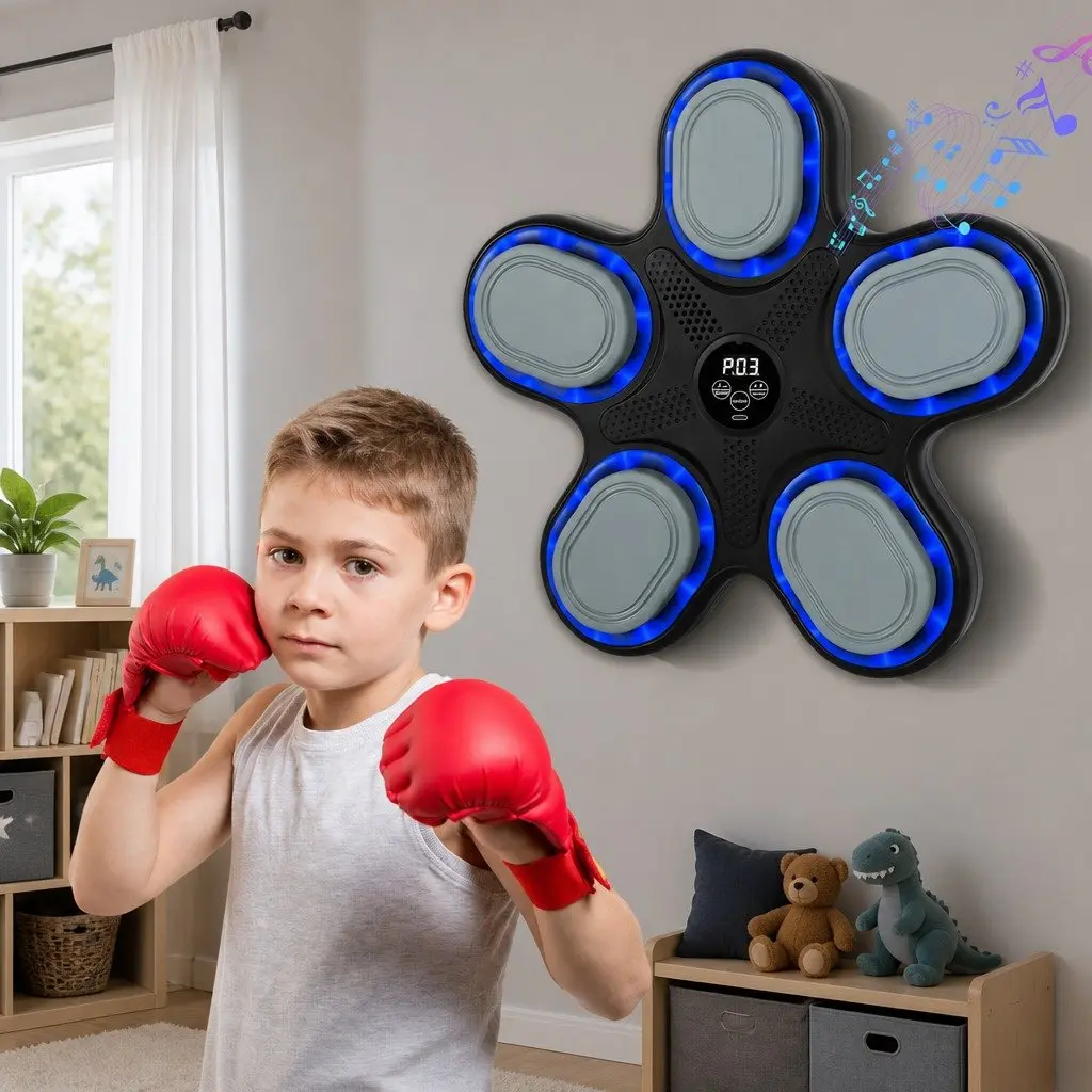 Kids Boxing Machine PP 35.5cm Black with 10 Speeds 9 Modes Smart Display Bluetooth