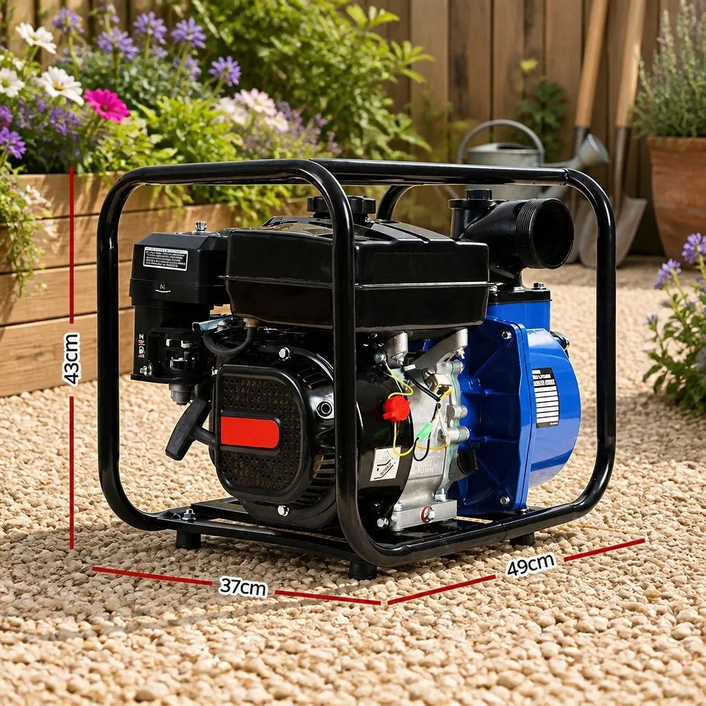 Irrigation Pump Petrol 3 Inch 7HP 210cc 4-Stroke High Flow Black and Blue