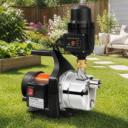 Garden Water Pump 1500W High Pressure Tank Irrigation Automatic Controller Black