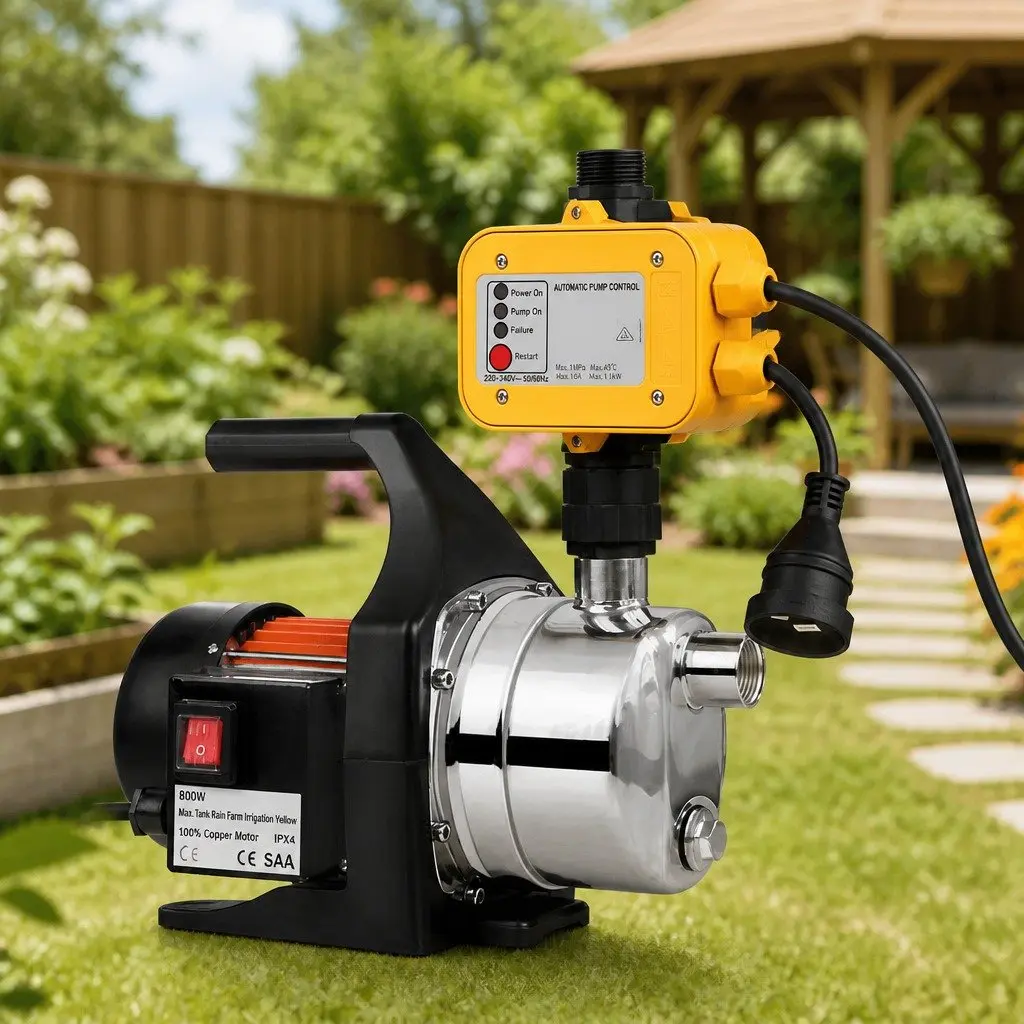 Irrigation Pump Stainless Steel 800W Automatic Pressure Controller Black
