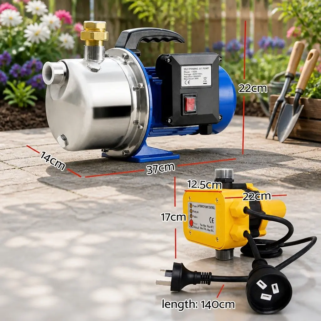 Irrigation Pump Stainless Steel 1100W 4600L/H Black