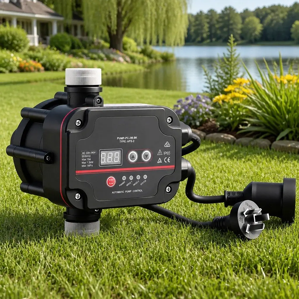Digital Water Pump Controller 16A 1.5kW Adjustable Pressure Switch Black