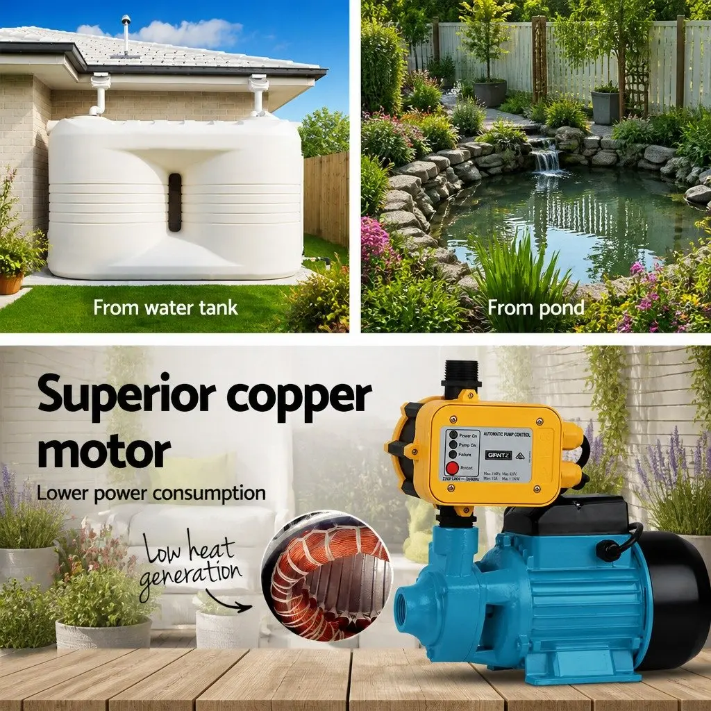 Yellow 750W Water Pump with Auto Pressure Control