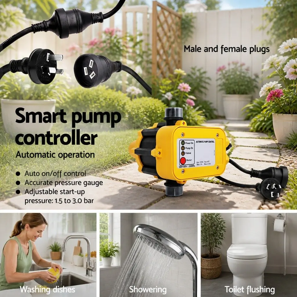 Yellow 750W Water Pump with Auto Pressure Control