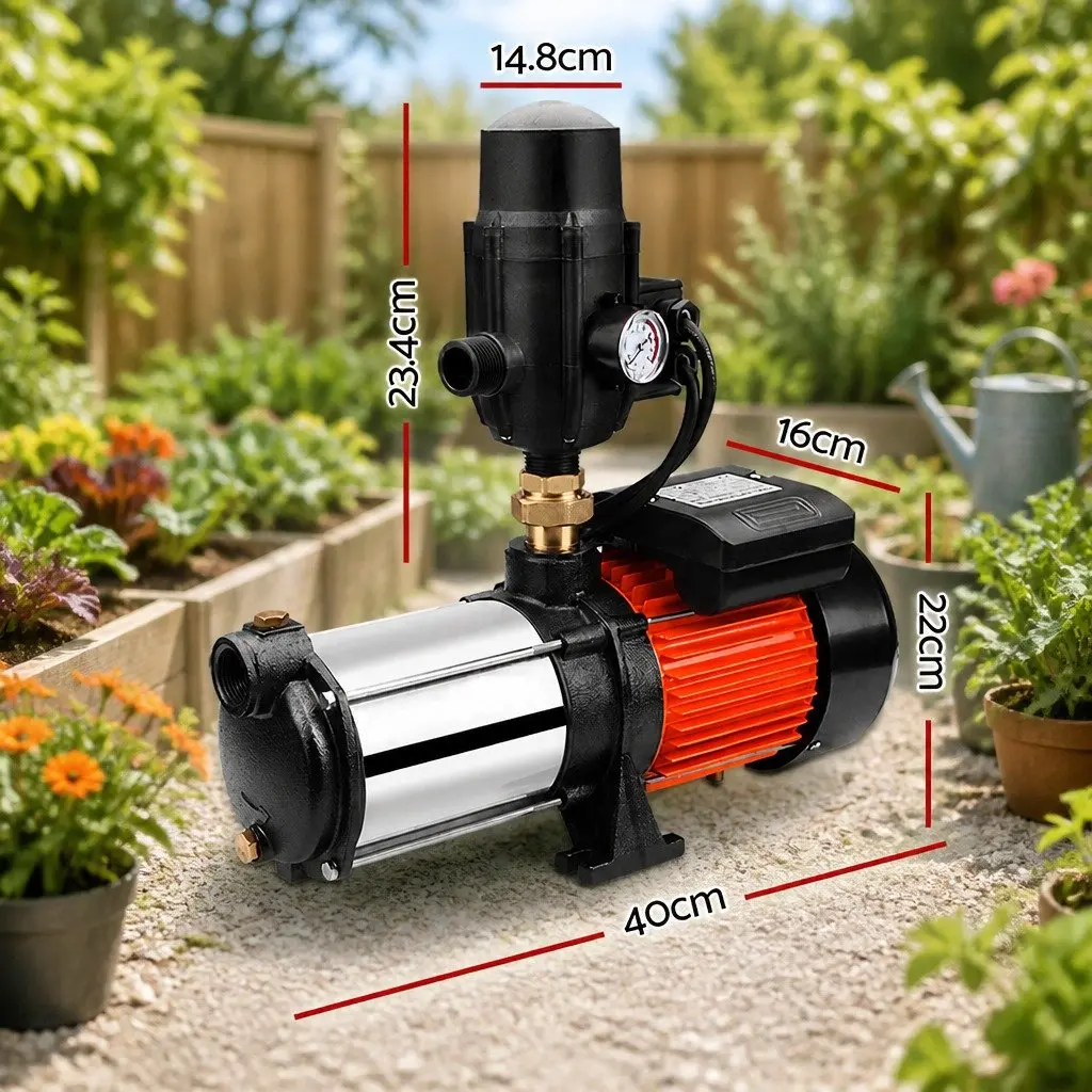 Irrigation Pump Stainless Steel 1800W Automatic Black